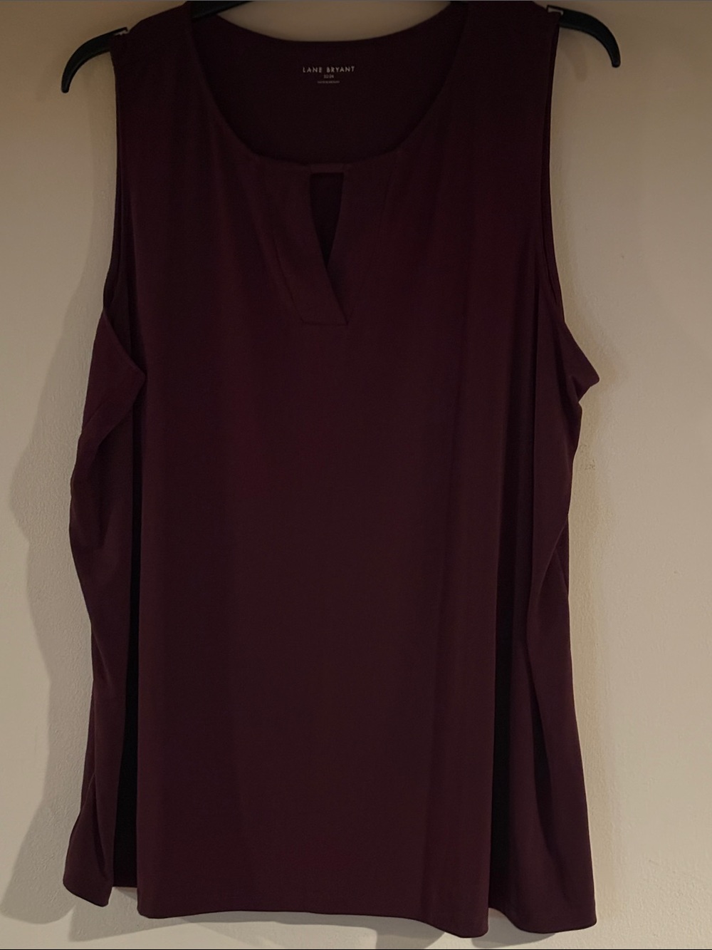 Lane Bryant Deep Plum Sleeveless Keyhole Top